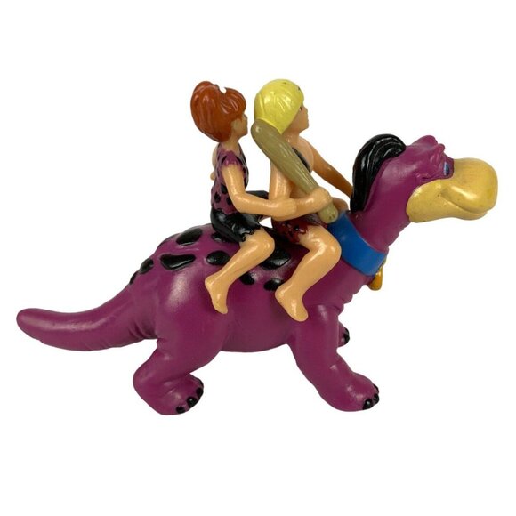 Pebbles & Bamm Bamm Riding Dino PVC Toy Figure 1992 Dakin Amblin Flintstones - Picture 4 of 8
